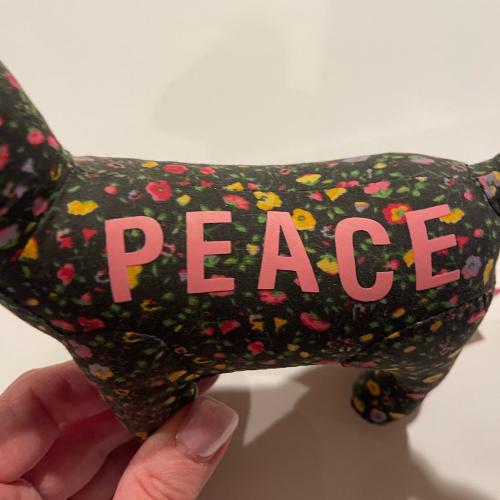 Vintage Pink Victoria’s Secret Peace Stuffed Floral Dog - Picture 5 of 9